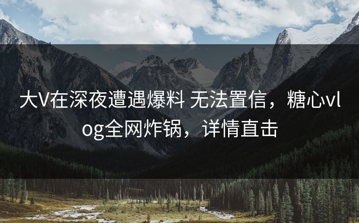 大V在深夜遭遇爆料 无法置信，糖心vlog全网炸锅，详情直击