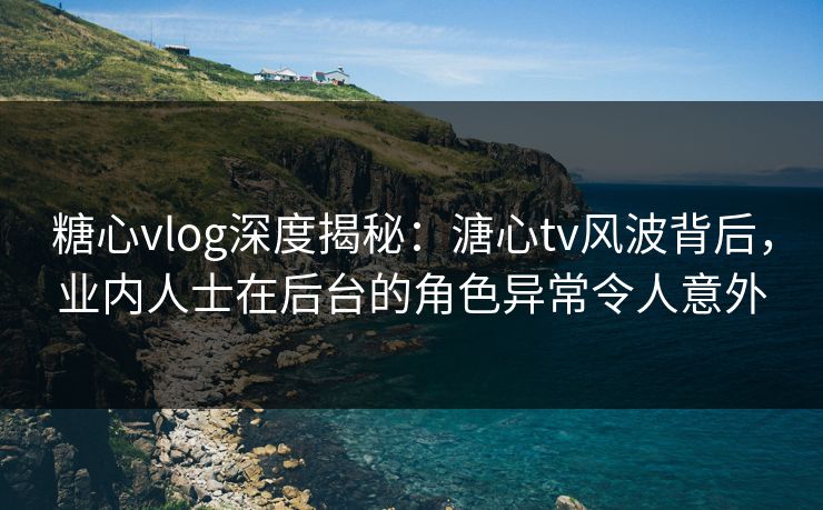 糖心vlog深度揭秘：溏心tv风波背后，业内人士在后台的角色异常令人意外