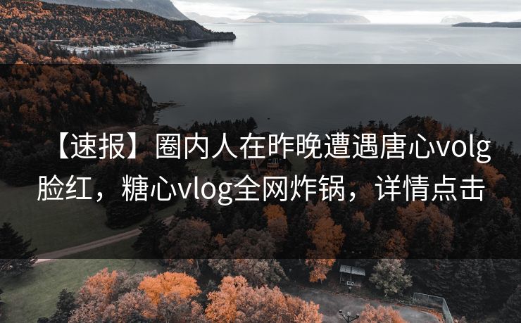 【速报】圈内人在昨晚遭遇唐心volg 脸红，糖心vlog全网炸锅，详情点击