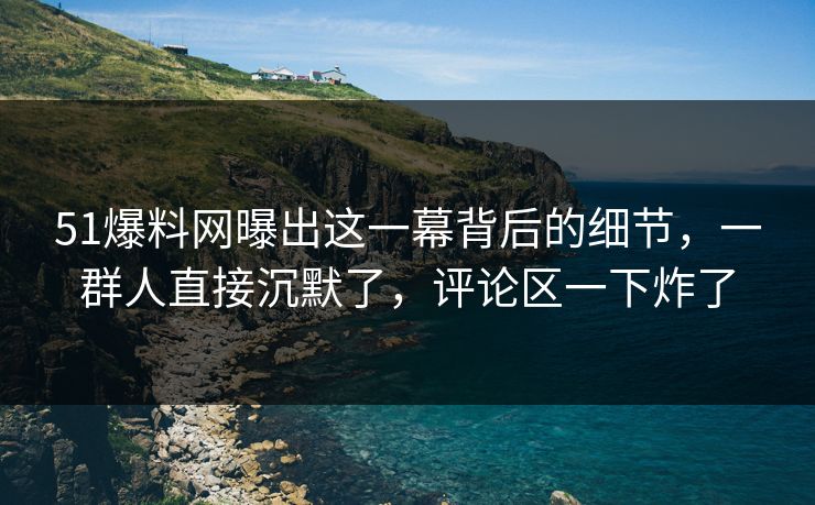 51爆料网曝出这一幕背后的细节，一群人直接沉默了，评论区一下炸了